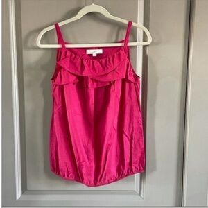 LOFT - pink tank top. Ruffle detail on top and elastic on bottom.